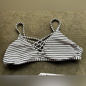 Hollister Black and White Striped Bikini Top